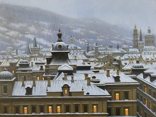 Snowy Evening In Prague