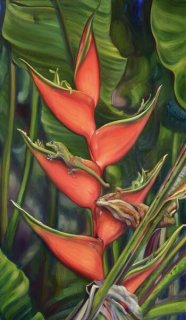 Gecko And Heliconia