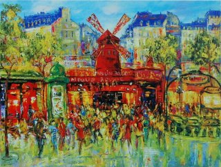 Paris Le Moulin Rouge by Duaiv Original Framed Contemporary Parisian Art Signed