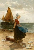 A Volendam Girl on the Beach