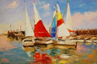 Sails at the Dock by Elena Bond