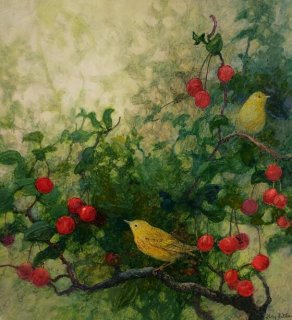 Yellow Warblers & Cherries