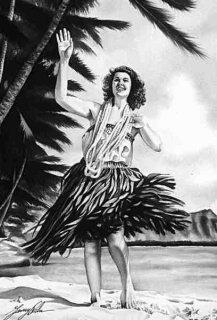 Black White Vintage Hula Dancer