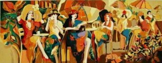 Cafe Panorama By Isaac Maimon - 2005 Signed Serigraph With Frame And COA