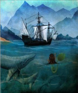 Mermaid and Ship by Jessica Von Braun