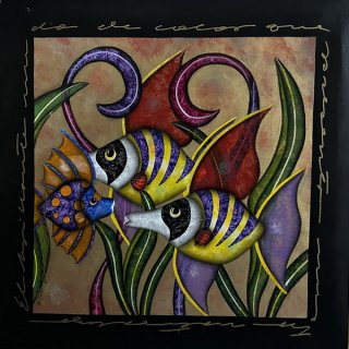 Luis Sottil - Three Fishes Framed Naturalismo Hand Embellished Giclee