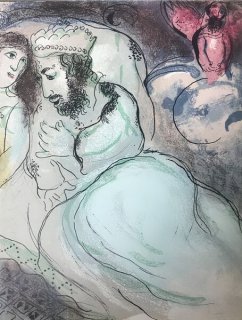 Cain and Abel by Marc Chagall Original Color Lithograph
