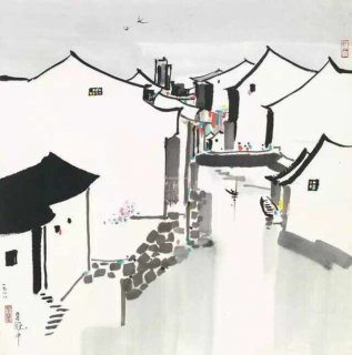 Family by the Small Bridge by Wu Guanzhong